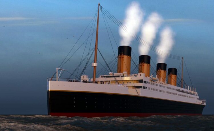 Vasul Titanic, plutind pe apele Oceanului Atlantic