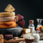 brânzeturi maturate din Europa pe un fundal negru
