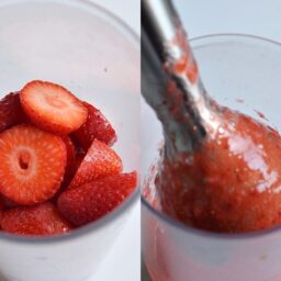 Pasul de procesare a căpșunilor cu blenderul