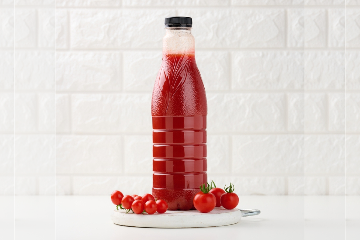 Suc de roșii pentru iarnă pus în sticle de plastic