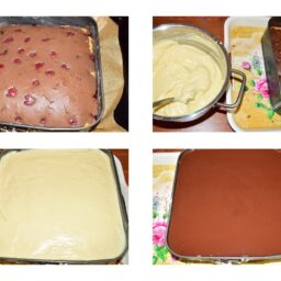 Colaj de poze cu pașii de formare ai prăjiturii