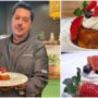 Colaj de trei fotografii în care apar Chef Sorin Gonțea și o porție de Rum Baba cu frișca
